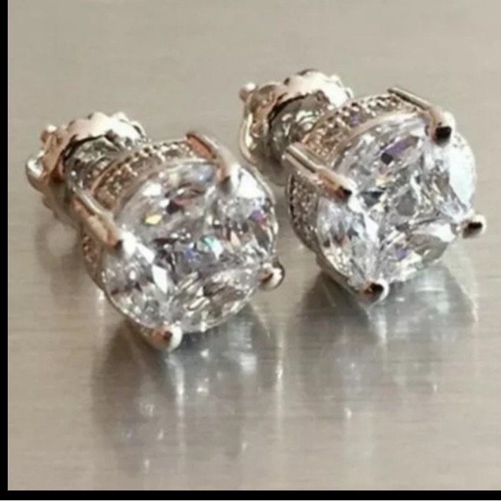 - White Gold Vermiel Moissanite Stud Earrings 3kt 49$
